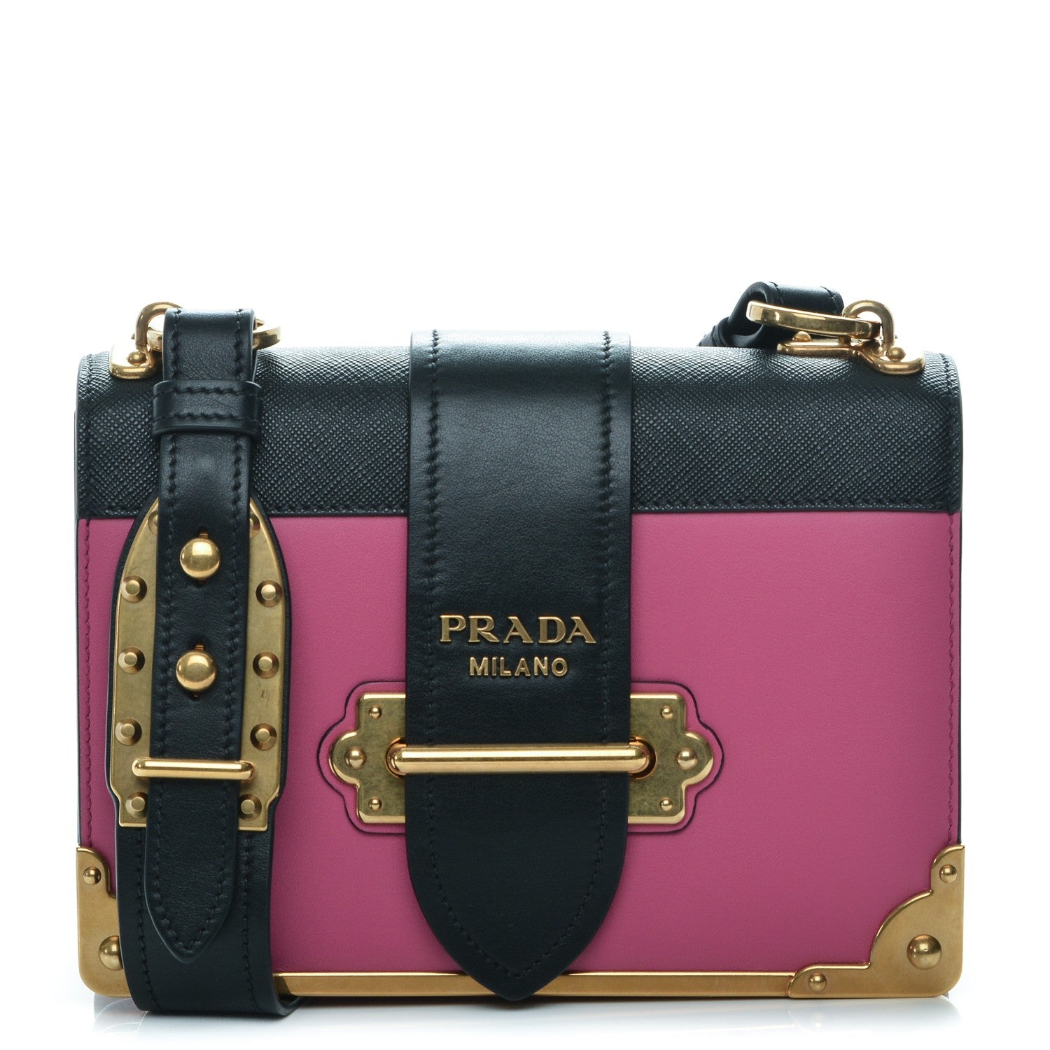 Prada City Calf Saffiano Cahier Bag Fuxia Black 1 of 6