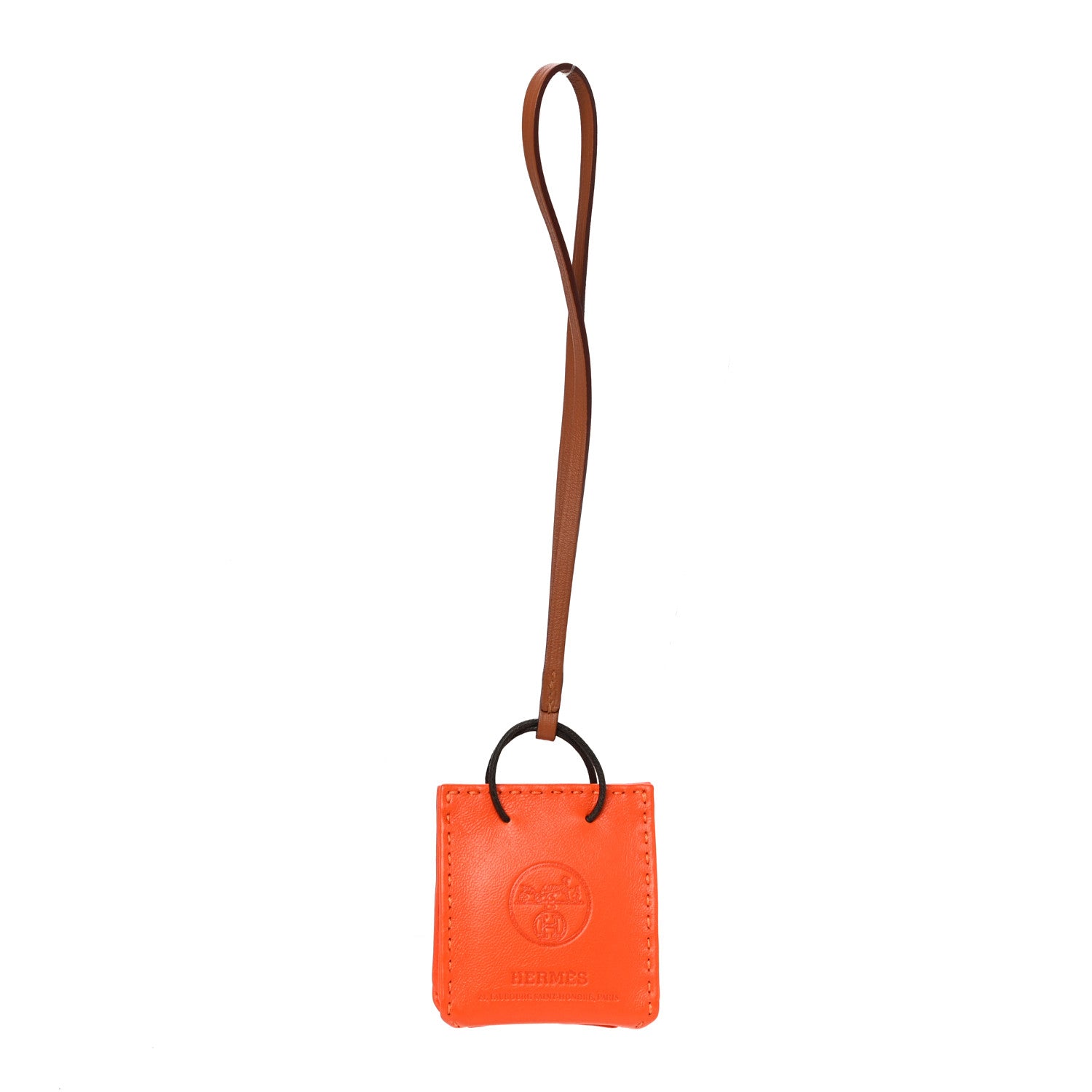 Hermes Milo Lambskin Swift Shopping Bag Charm Feu Gold 1 of 5