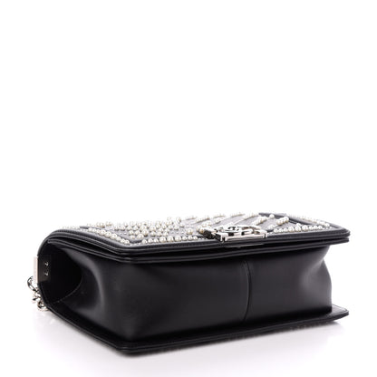 Chanel Calfskin Pearl Chevron Medium Boy Flap Black 4 of 10