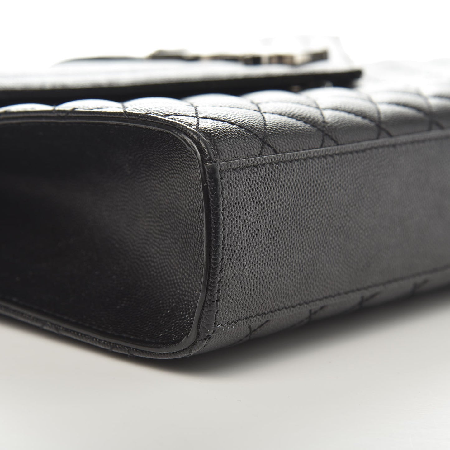 Grain De Poudre Textured Mixed Matelasse Large Triquilt Monogram Satchel Black