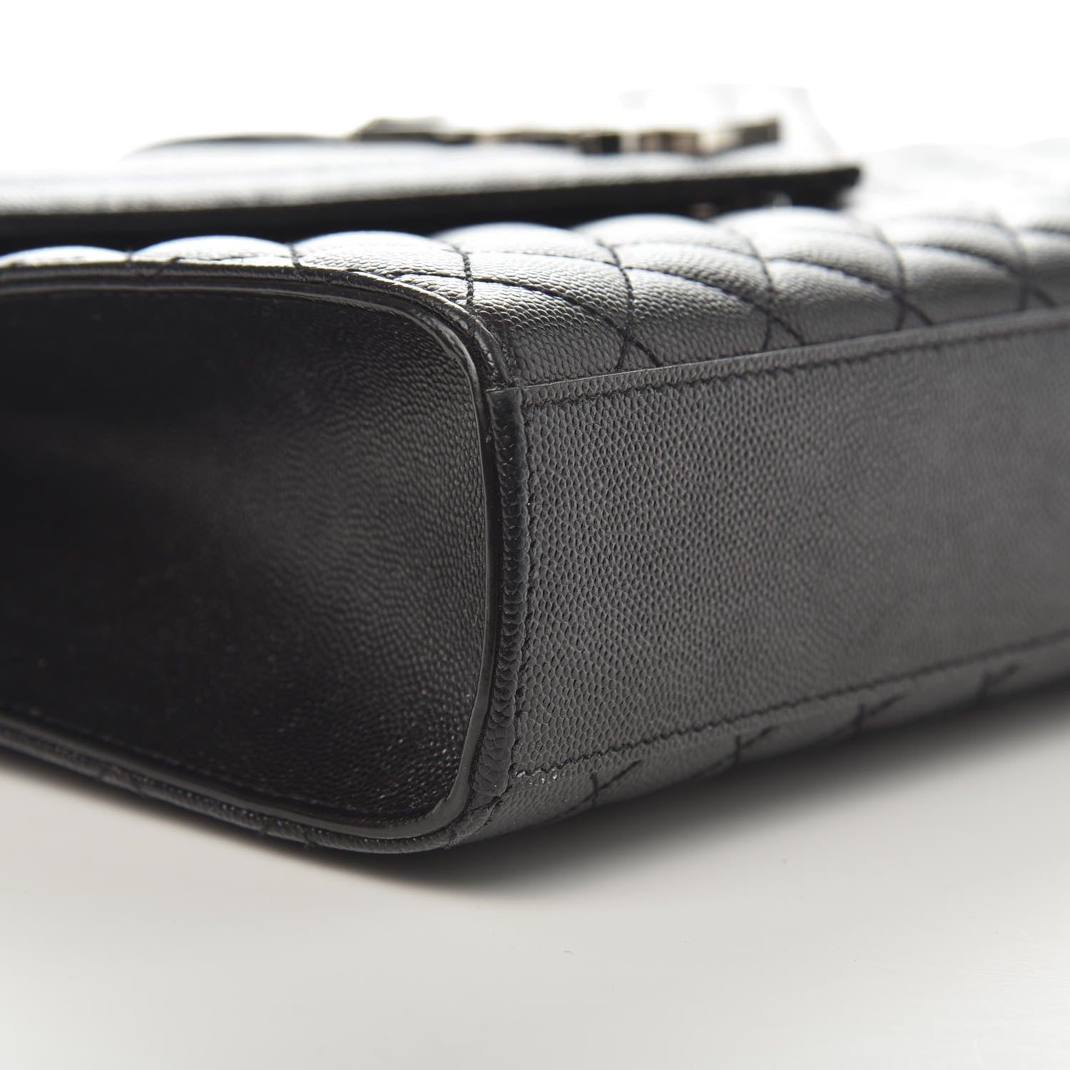 Saint Laurent Grain De Poudre Textured Mixed Matelasse Large Triquilt Monogram Satchel Black 8 of 10