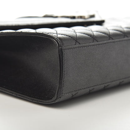 Saint Laurent Grain De Poudre Textured Mixed Matelasse Large Triquilt Monogram Satchel Black 8 of 10