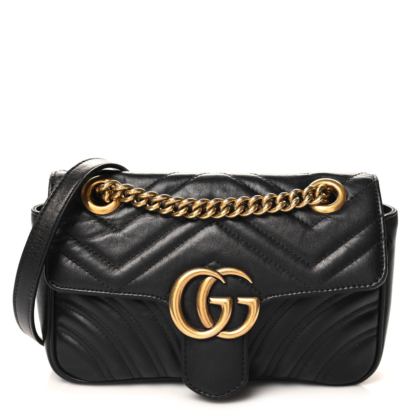 Calfskin Matelasse Mini GG Marmont Shoulder Bag Black