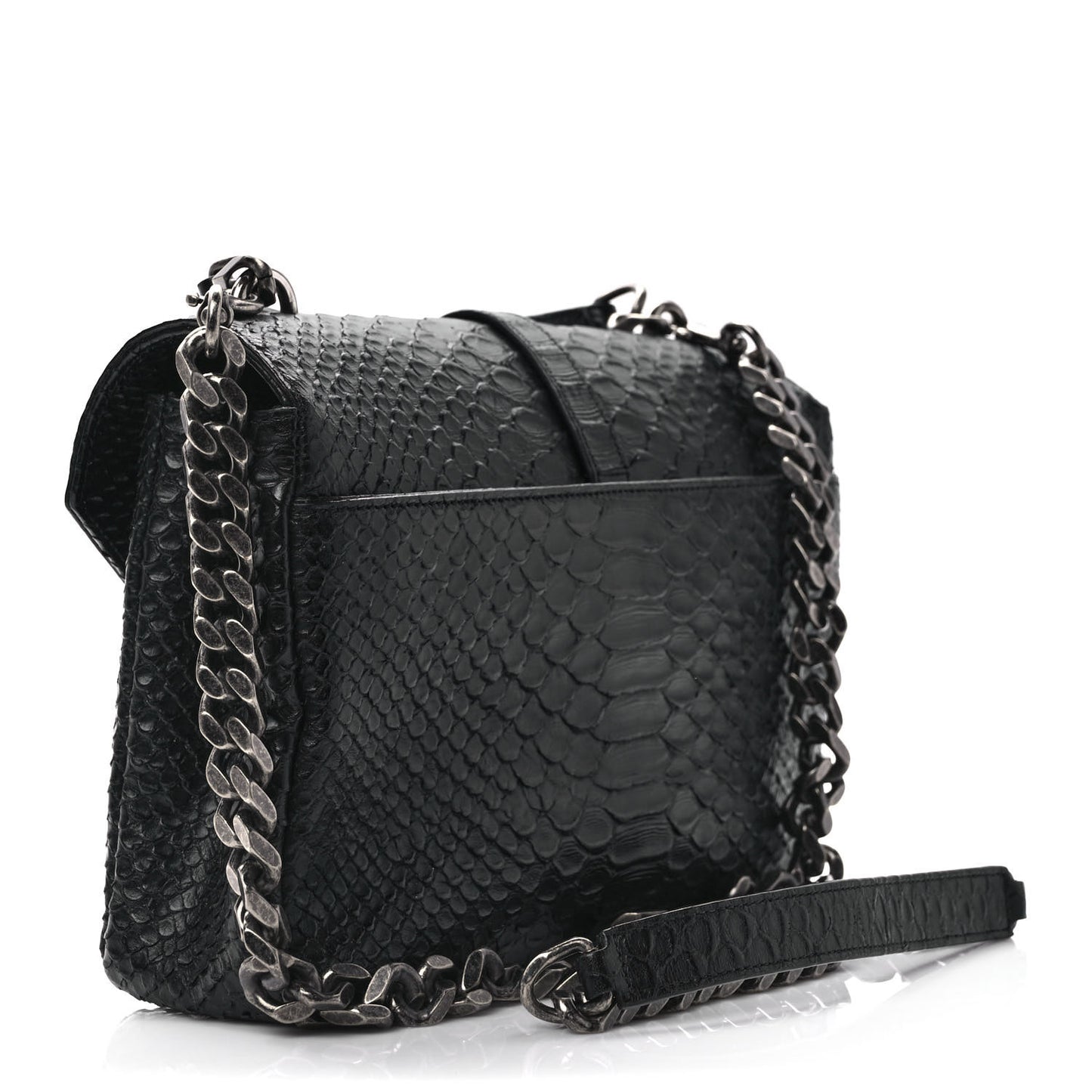 Calfskin Python Embossed Monogram Medium College Bag Black