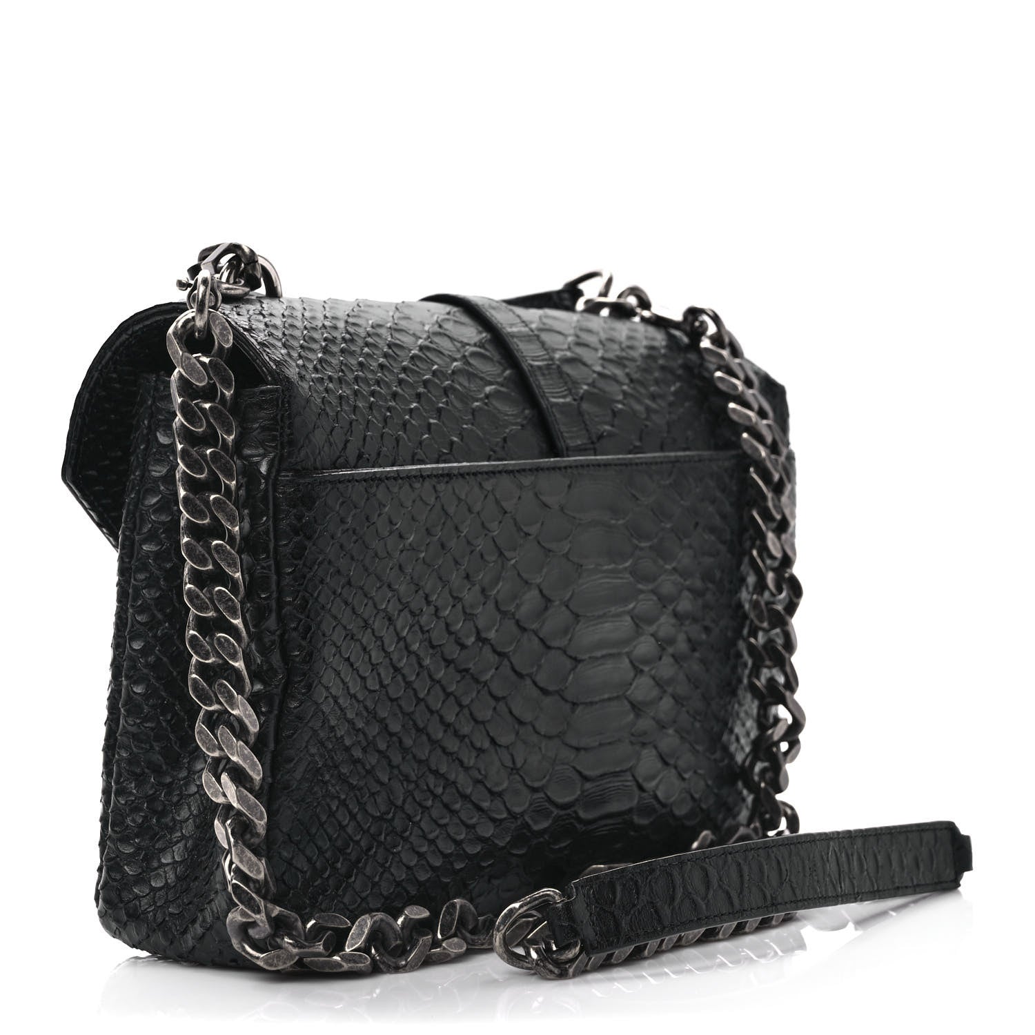 Saint Laurent Calfskin Python Embossed Monogram Medium College Bag Black 3 of 13