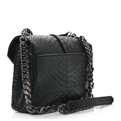 Saint Laurent Calfskin Python Embossed Monogram Medium College Bag Black 3 of 13
