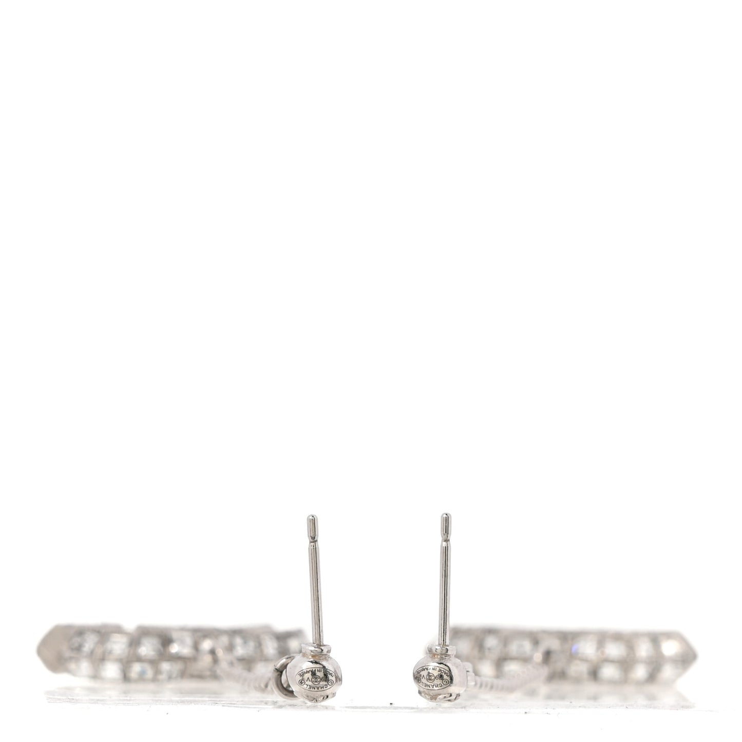 Baguette Crystal CC Drop Earrings Silver