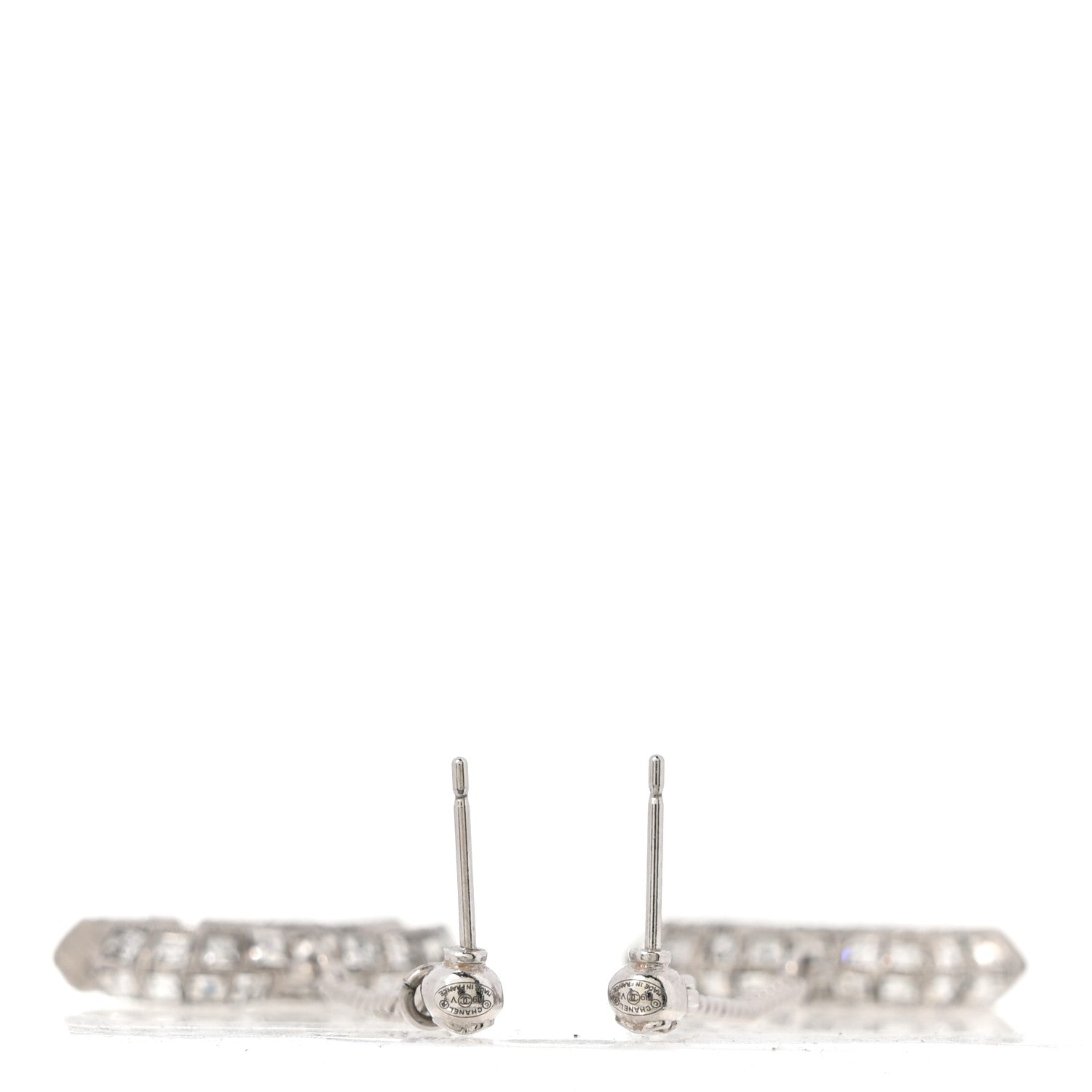 Chanel Baguette Crystal CC Drop Earrings Silver 3 of 5