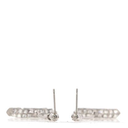 Chanel Baguette Crystal CC Drop Earrings Silver 3 of 5