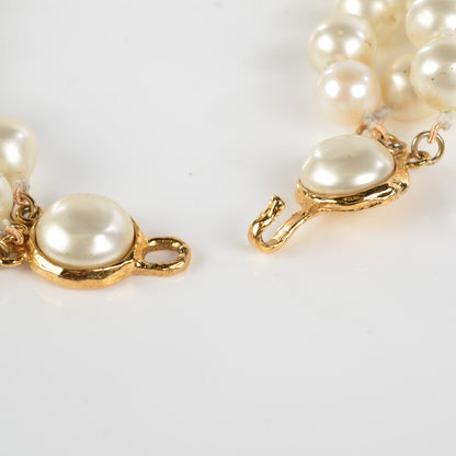 Chanel Pearl Triple Strand CC Short Necklace Gold 5 of 7