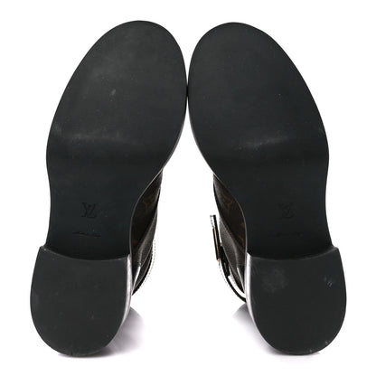 Louis Vuitton Calfskin Monogram Wonderland Flat Ranger Boots 37 Black 5 of 8
