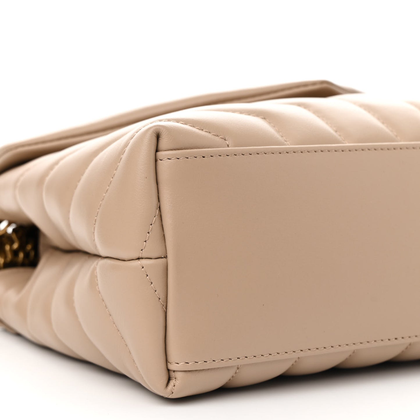 Calfskin Y Quilted Monogram Small Loulou Chain Satchel Dark Beige