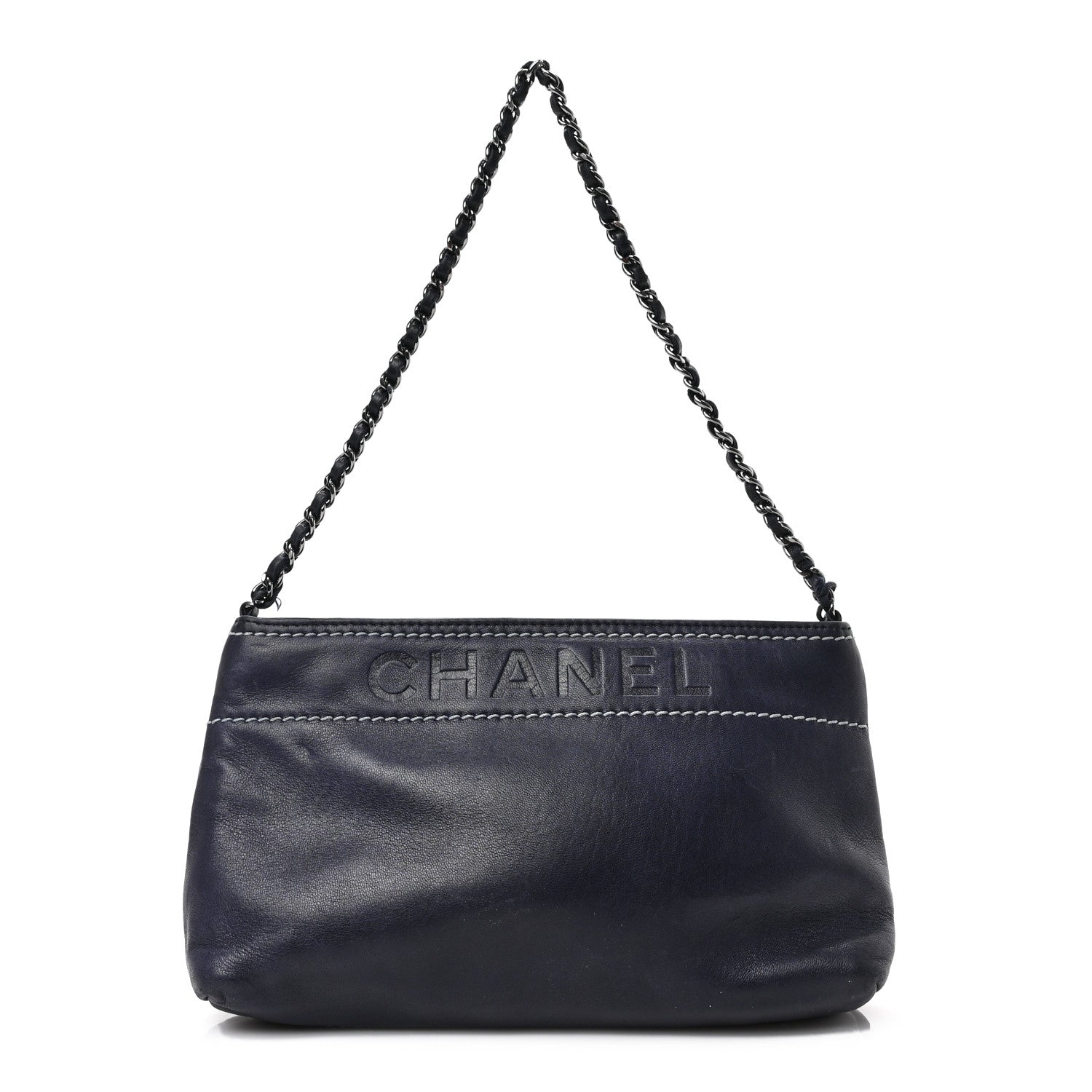 Chanel Lambskin Lax Pochette Navy 1 of 9