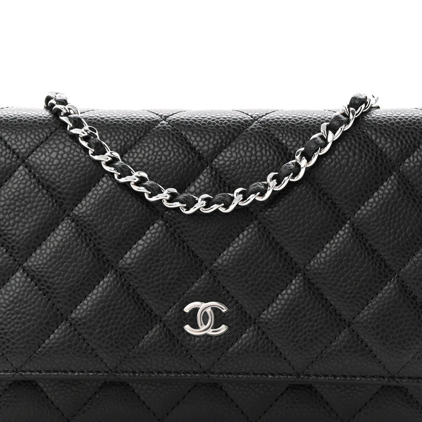 Caviar Quilted Wallet On Chain WOC Black