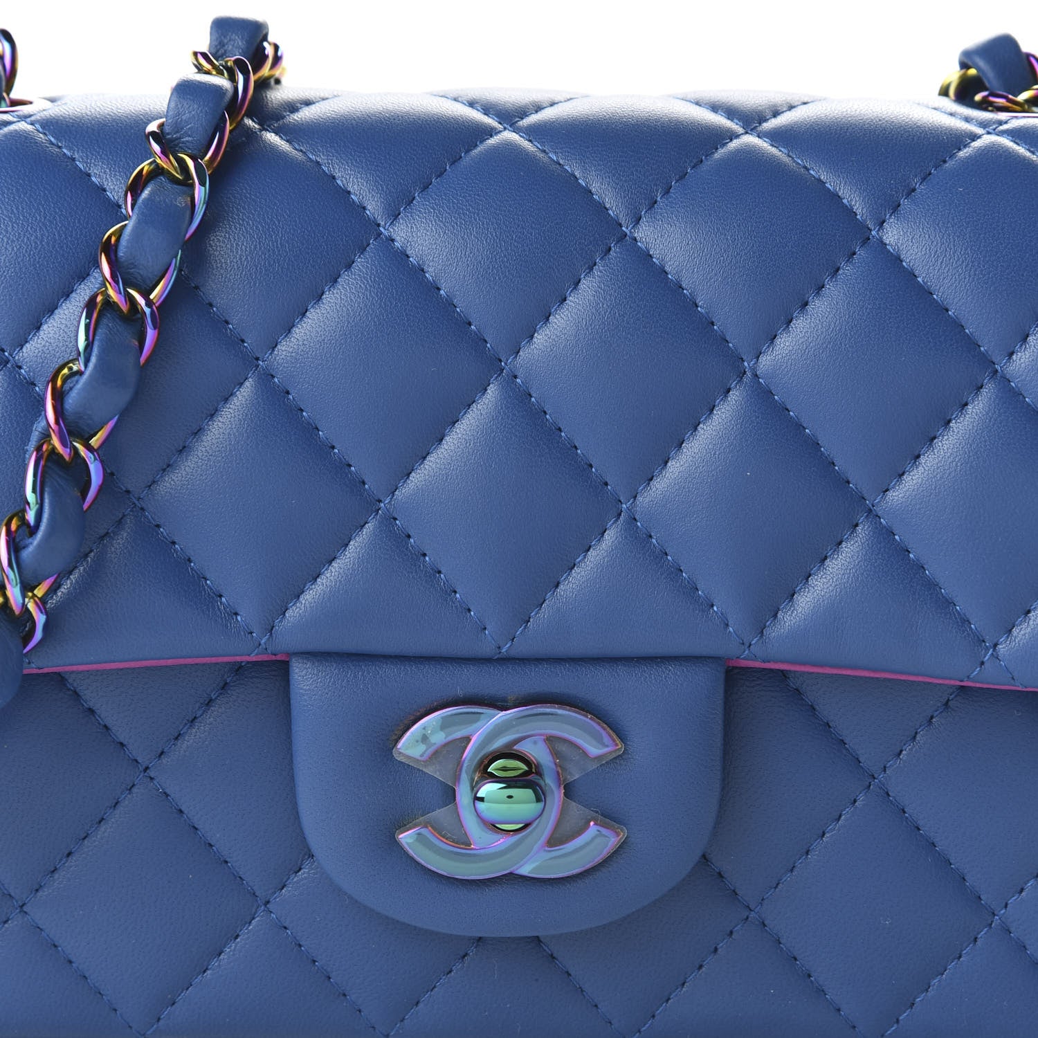 Chanel Lambskin Quilted Mini Rectangular Flap Blue Purple 10 of 10