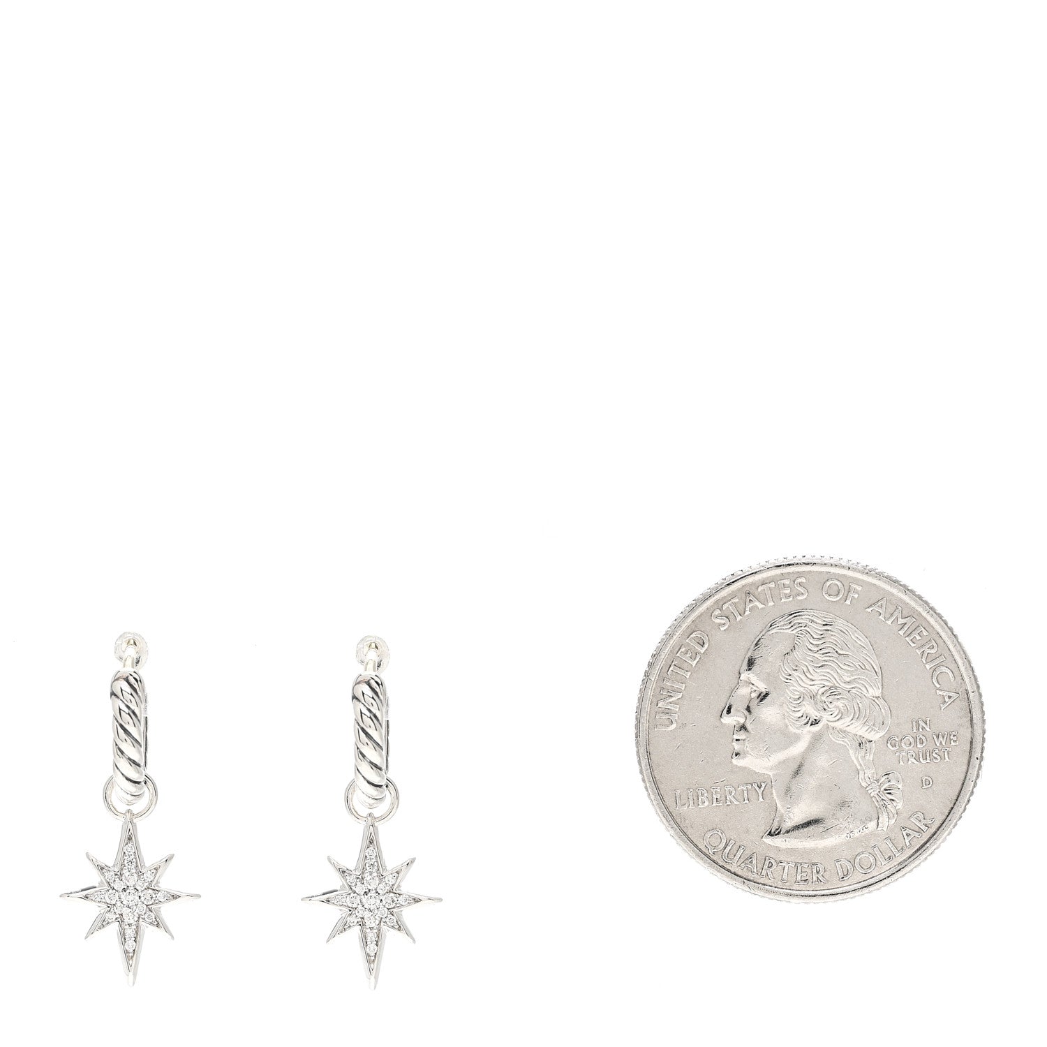 David Yurman Sterling Silver Northstar Drop Closed Hoop Earrings 2 of 4