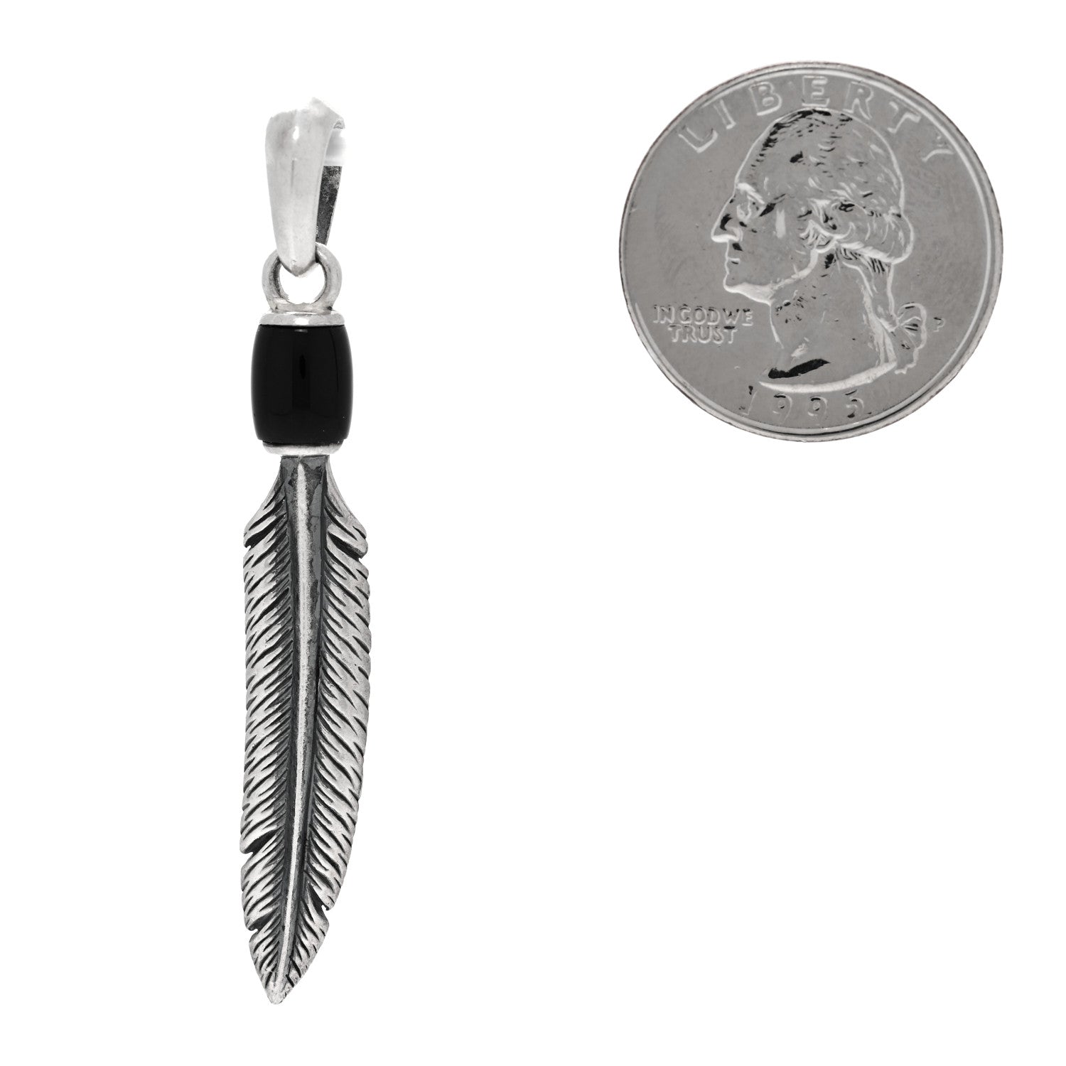 David Yurman Sterling Silver Black Onyx Southwest Feather Amulet Pendant 2 of 3