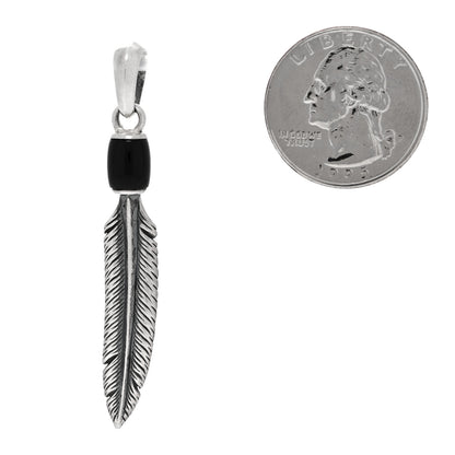 David Yurman Sterling Silver Black Onyx Southwest Feather Amulet Pendant 2 of 3