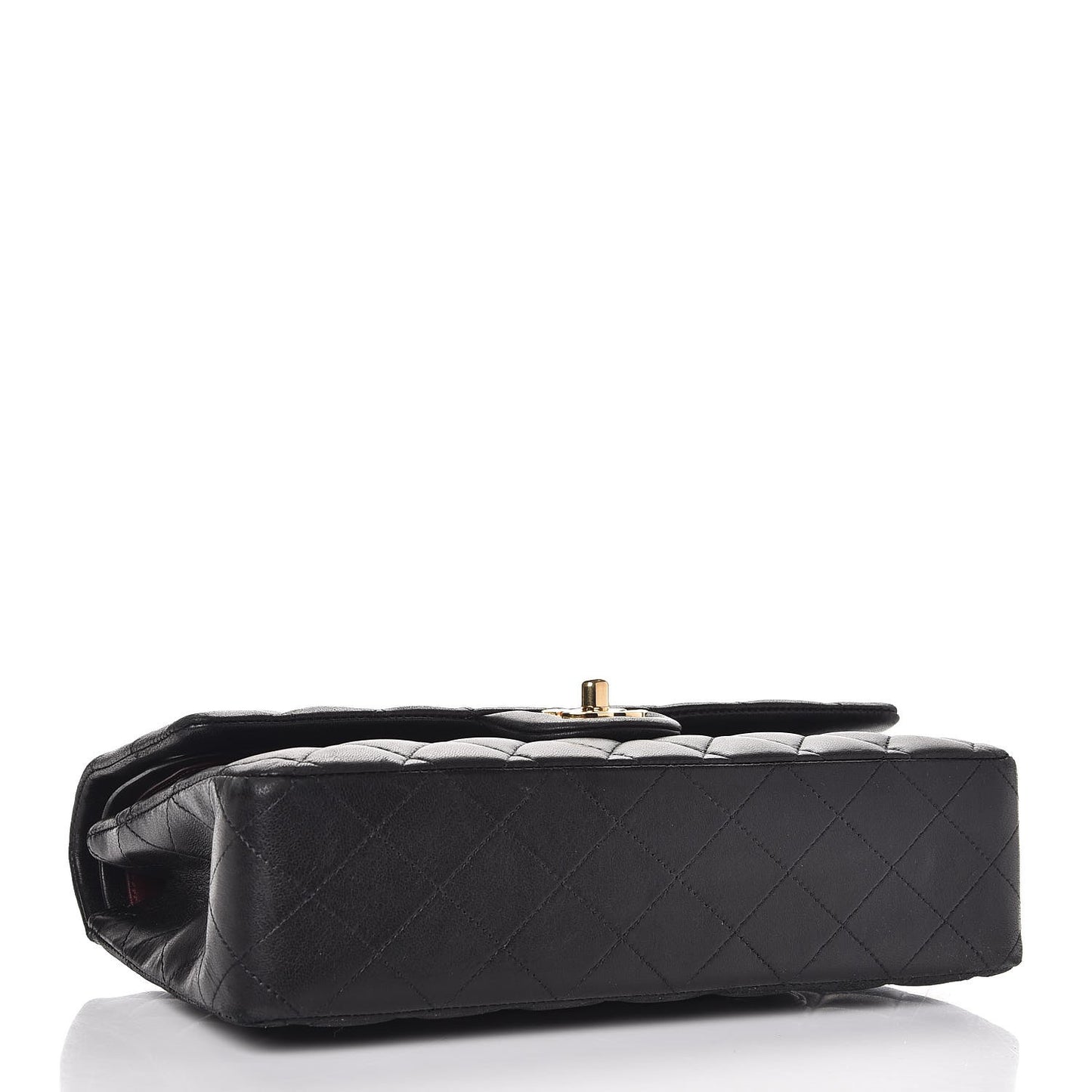 Lambskin Quilted Medium Double Flap Black