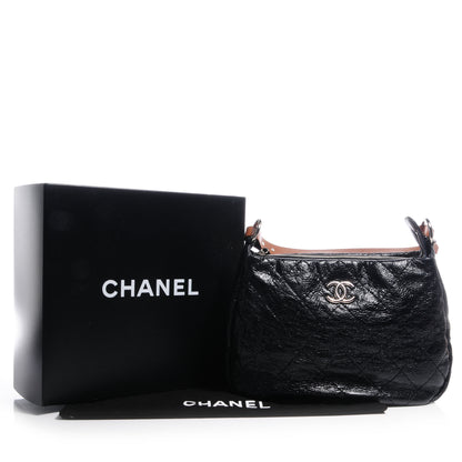 Chanel Glazed Calfskin On The Road Hobo Black 8 of 8