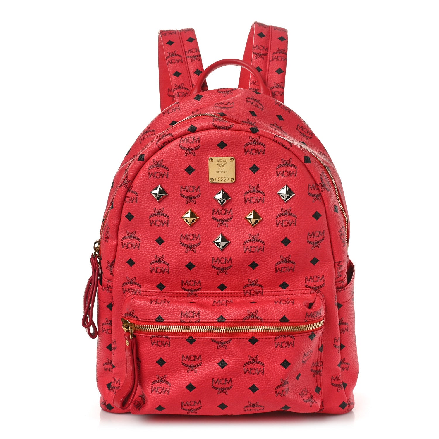 MCM Visetos Medium Sprinkle Stud Stark Backpack Red 1 of 11