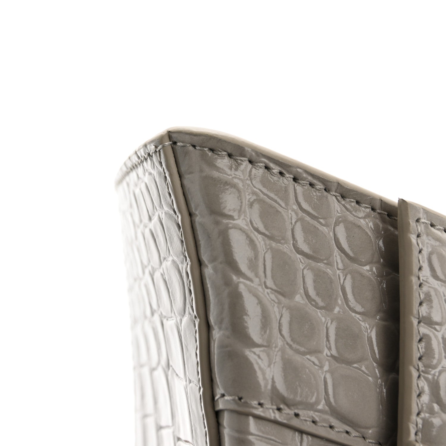 Balenciaga Shiny Calfskin Crocodile Embossed Small Hourglass Top Handle Bag Cold Beige 14 of 14
