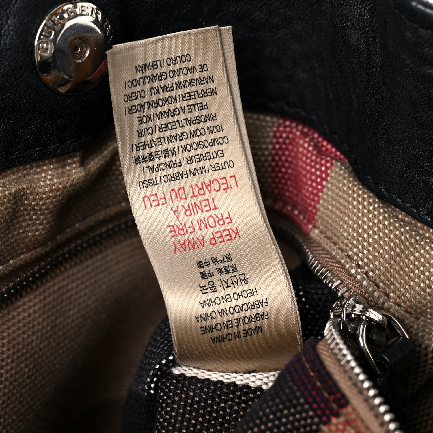 Burberry Grainy Calfskin House Check Small Maidstone Black 6 of 23
