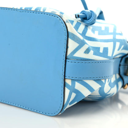 Fendi X SARAH COLEMAN Glazed Canvas Vitello King F is Fendi FF Vertigo Mini Mon Tresor Bucket Bag Cyber Blue White 10 of 16