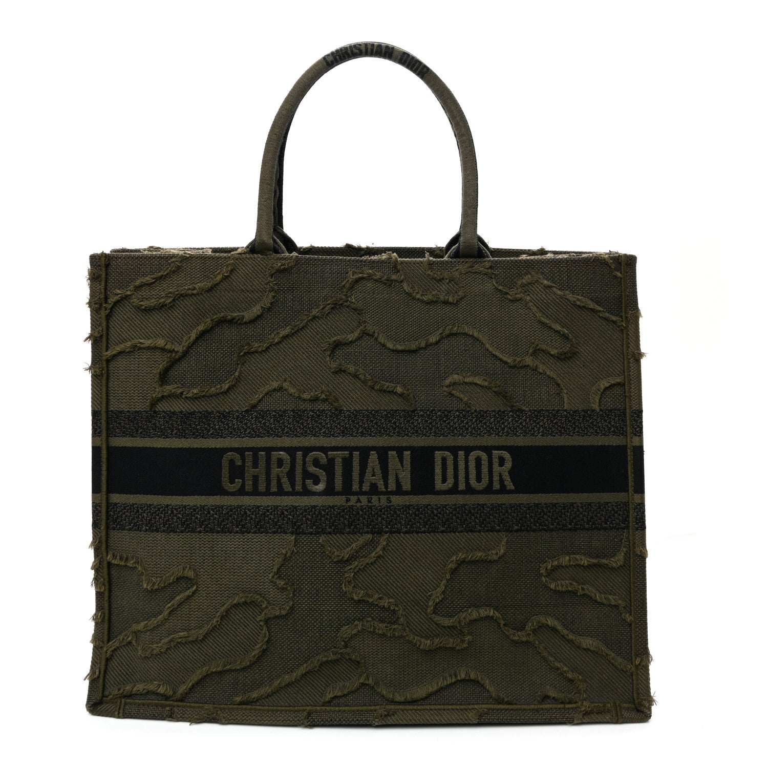 Christian Dior Canvas Embroidered Camouflage Large Book Tote Green 1 of 10