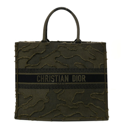 Christian Dior Canvas Embroidered Camouflage Large Book Tote Green 1 of 10