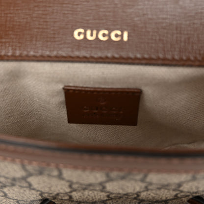 Gucci GG Supreme Monogram Azalea Calfskin Web Mini Horsebit 1955 Shoulder Bag Beige Ebony Brown Sugar 6 of 11