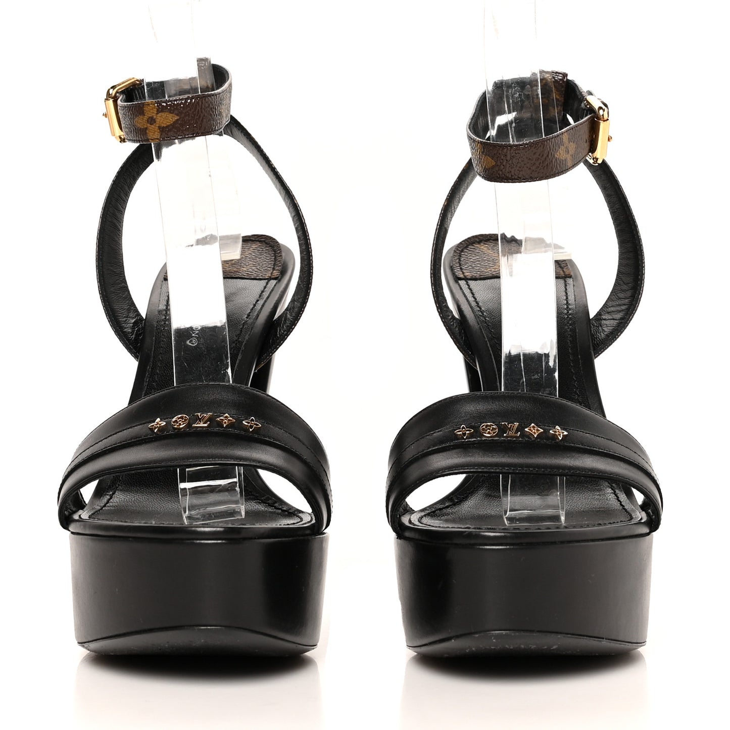 Patent Monogram Afterglow Platform Sandals 38.5 Black