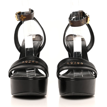 Louis Vuitton Patent Monogram Afterglow Platform Sandals 38.5 Black 2 of 9