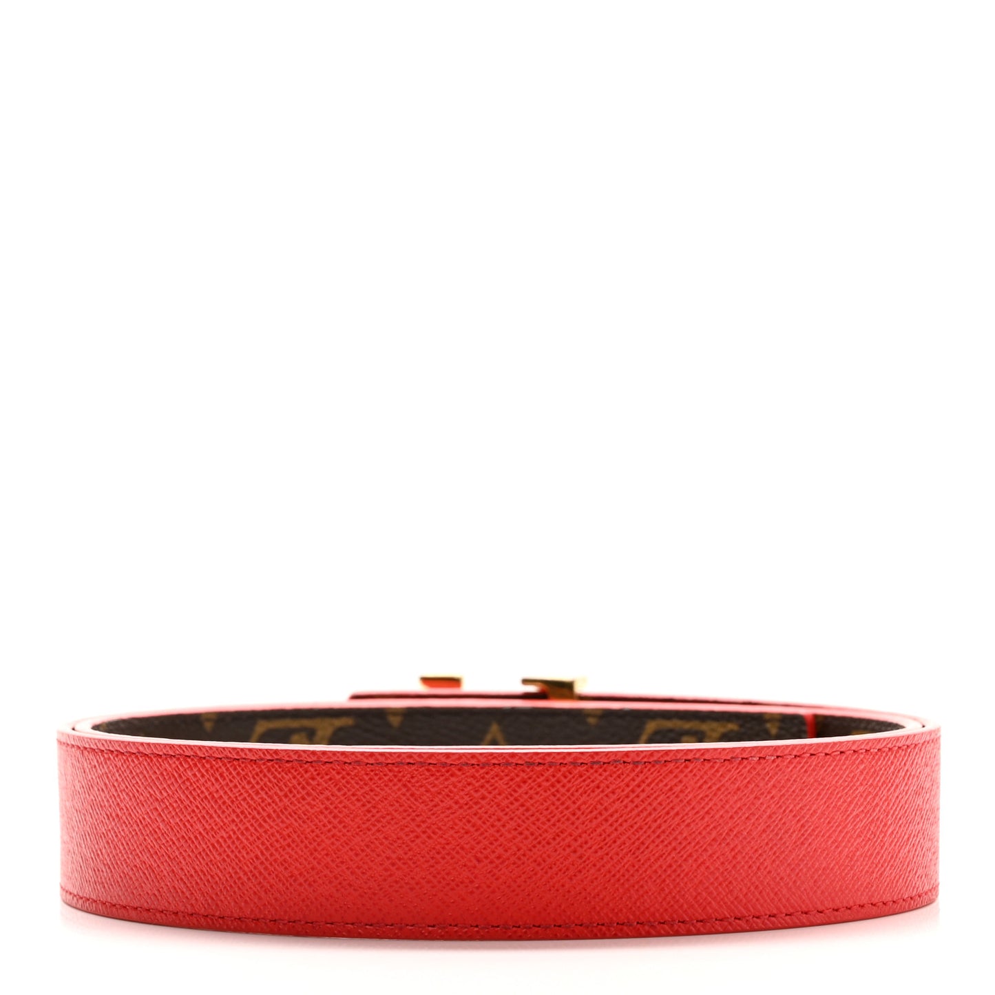 Calfskin Monogram 30mm LV Initiales Reversible Belt 85 34 Coquelicot