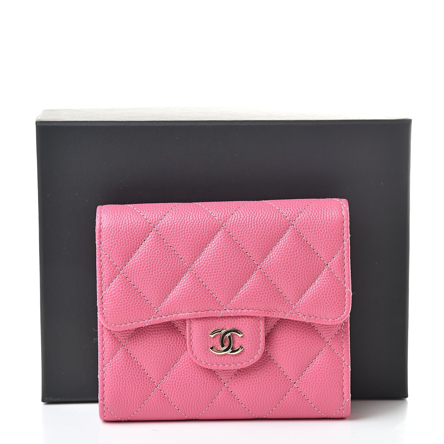 Chanel Caviar Quilted Compact Flap Wallet Pink 9 of 9