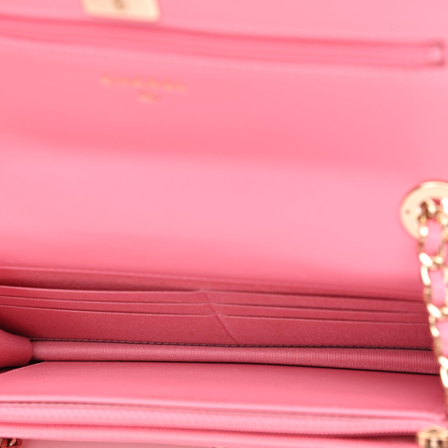 Lambskin Quilted Trendy CC Wallet On Chain WOC Pink