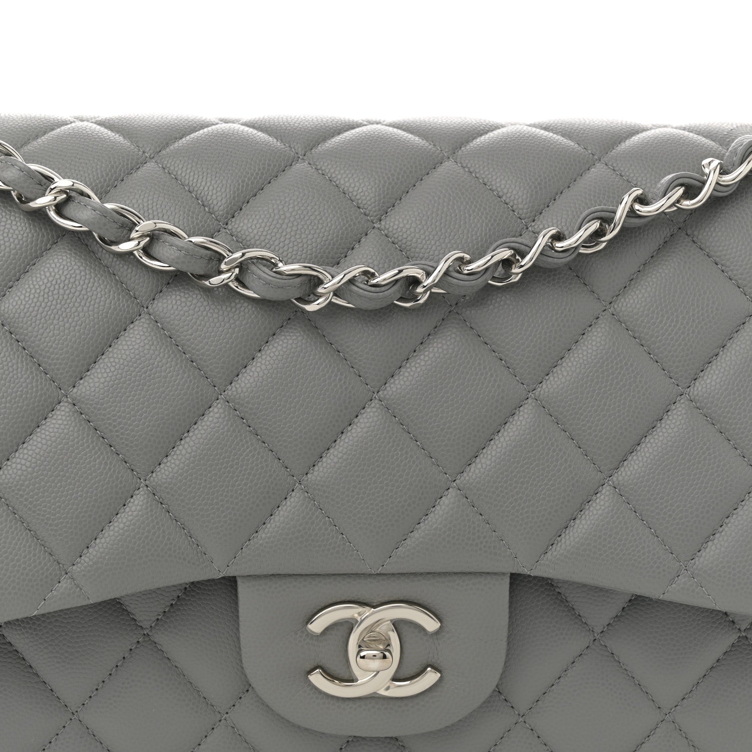 Chanel Caviar Quilted Jumbo Double Flap Grey 8 of 12