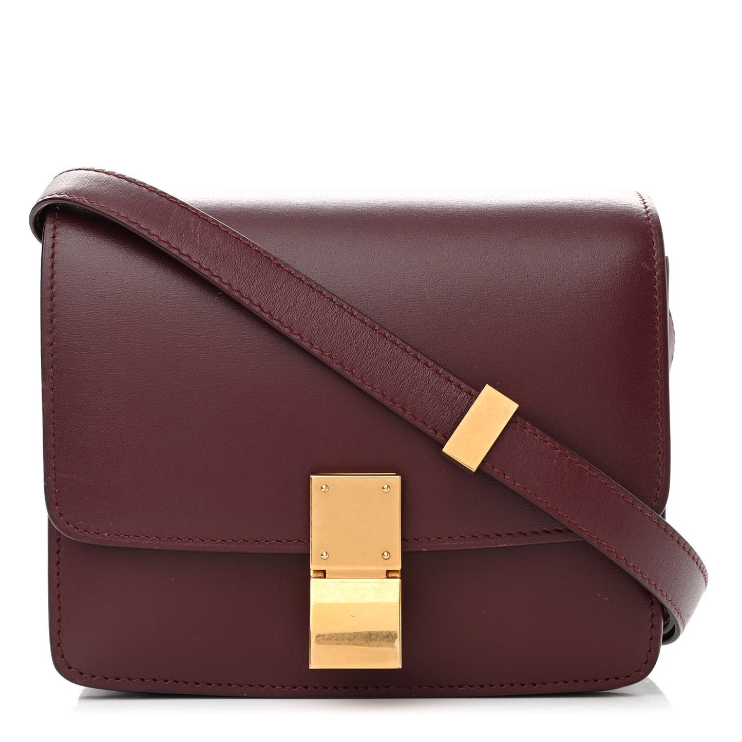 Box Calfskin Small Classic Box Flap Bag Burgundy