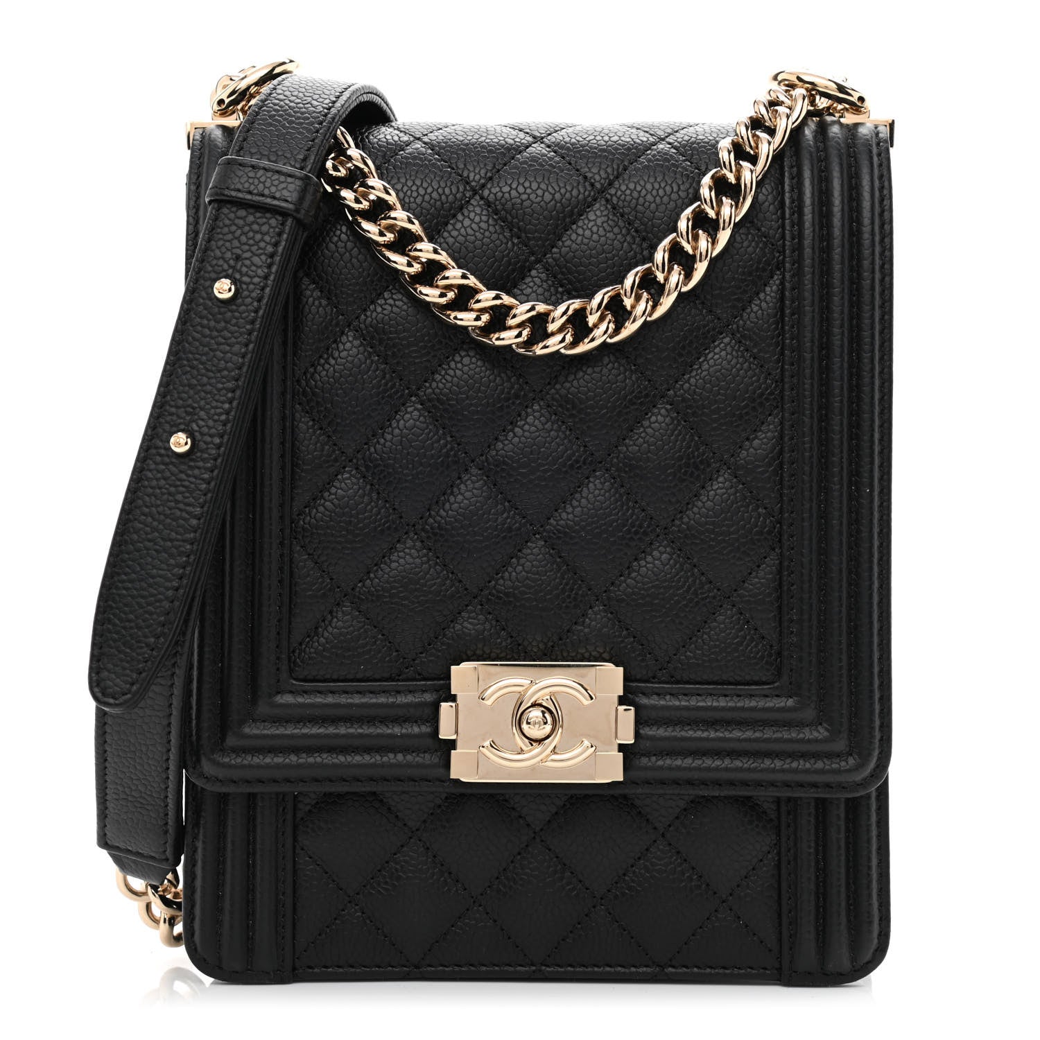 Chanel Caviar Quilted North South Boy Flap Black 1 of 10