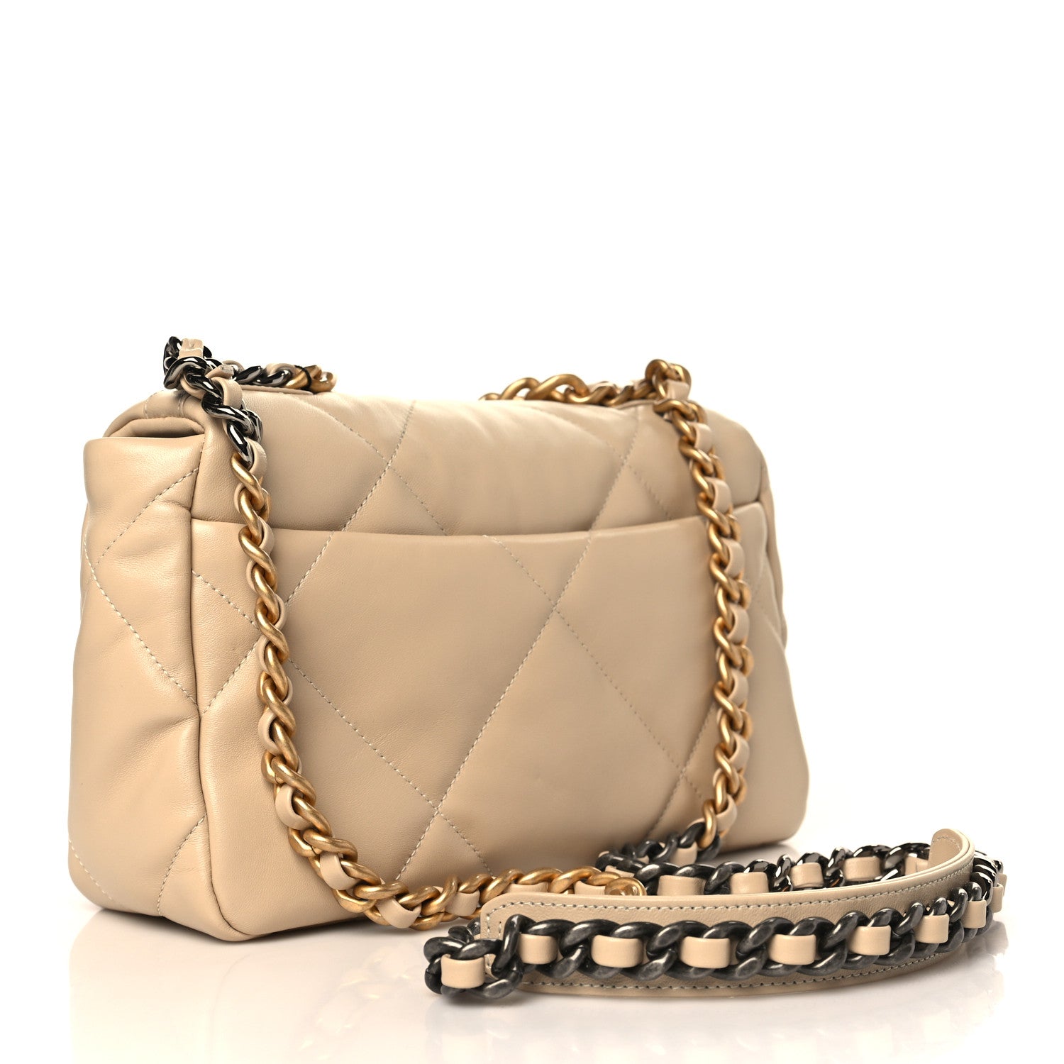 Chanel Lambskin Quilted Medium Chanel 19 Flap Beige 3 of 10
