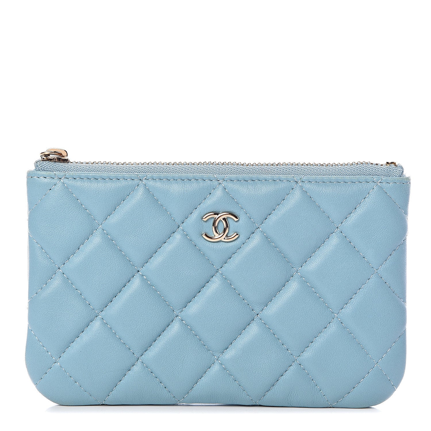 Chanel Lambskin Quilted Small Cosmetic Case Turquoise 1 of 12