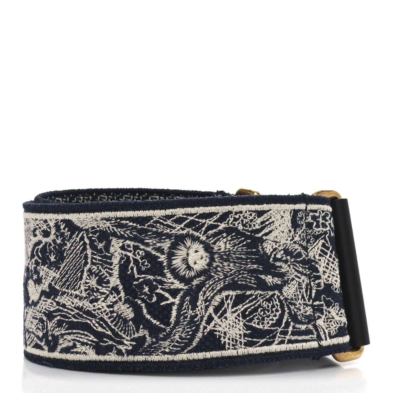 Christian Dior Canvas Embroidered Toile de Jouy Shoulder Strap Black White Blue 2 of 4