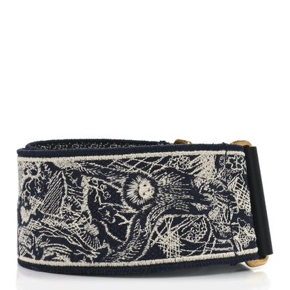 Christian Dior Canvas Embroidered Toile de Jouy Shoulder Strap Black White Blue 2 of 4