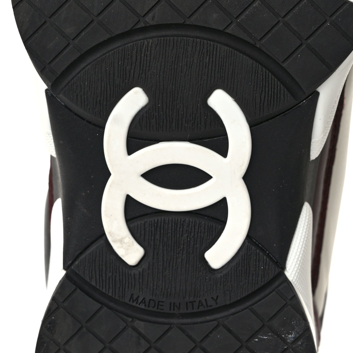 Chanel Calfskin CC Sneakers 37 Burgundy White 6 of 9