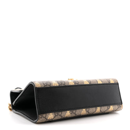 Gucci GG Supreme Monogram Bees Small Padlock Shoulder Bag Black 4 of 13