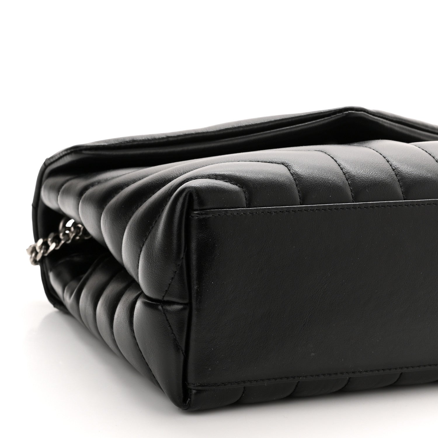 Saint Laurent Calfskin Y Quilted Monogram Small Loulou Chain Satchel Black 9 of 10