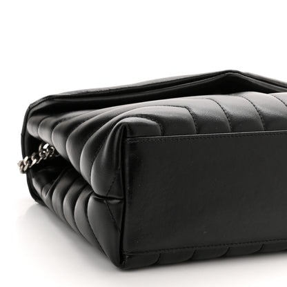 Saint Laurent Calfskin Y Quilted Monogram Small Loulou Chain Satchel Black 9 of 10