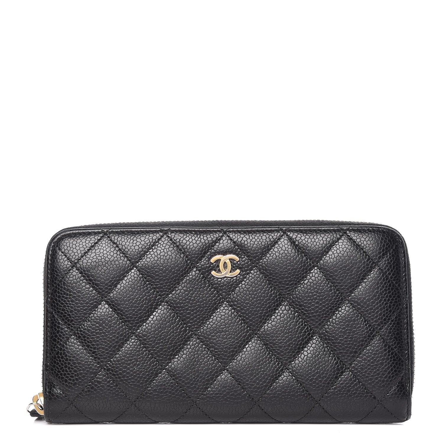 Chanel Caviar Quilted Large Zip Around Wallet Black 1 of 14