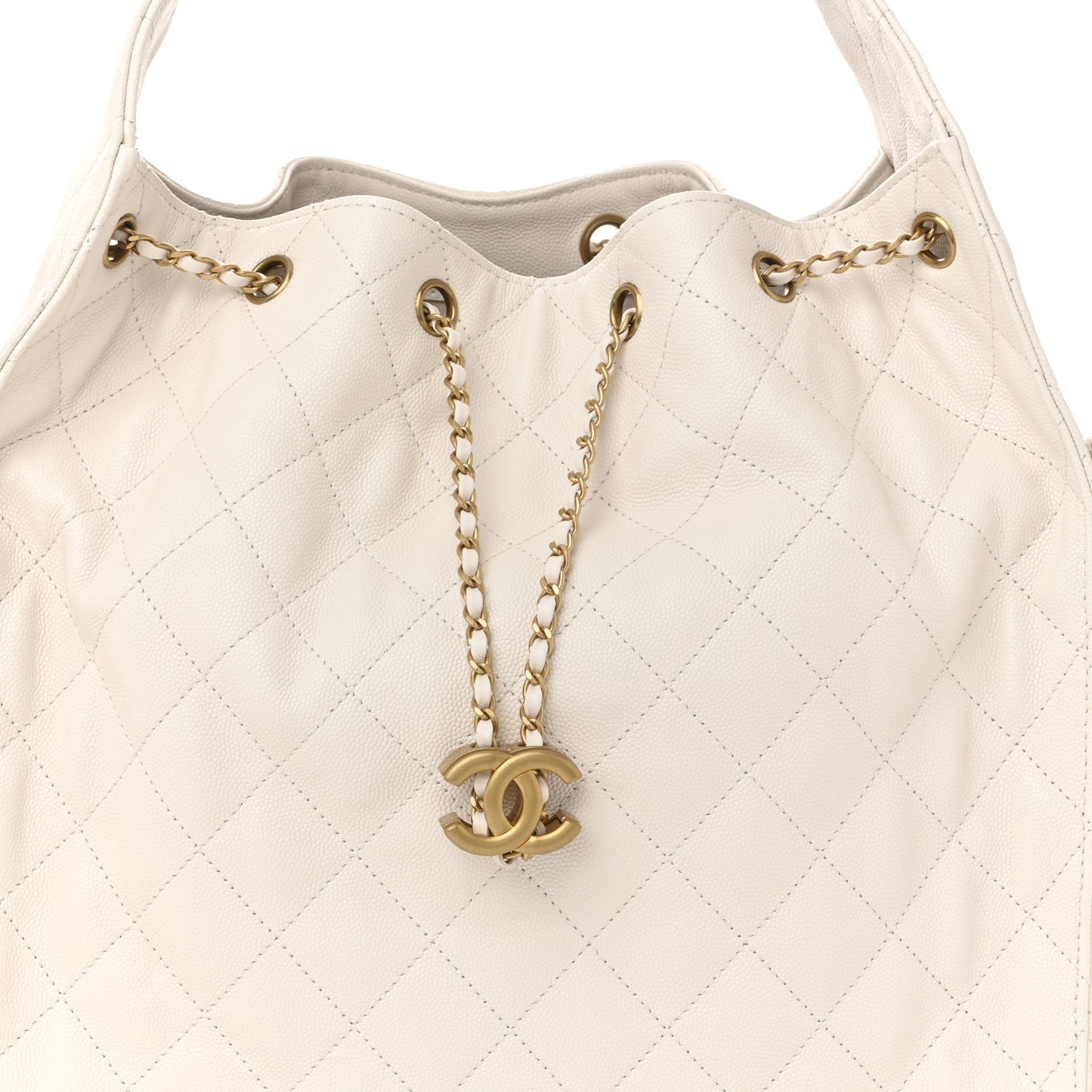 Caviar Quilted Medium Chanel 25 Handbag White