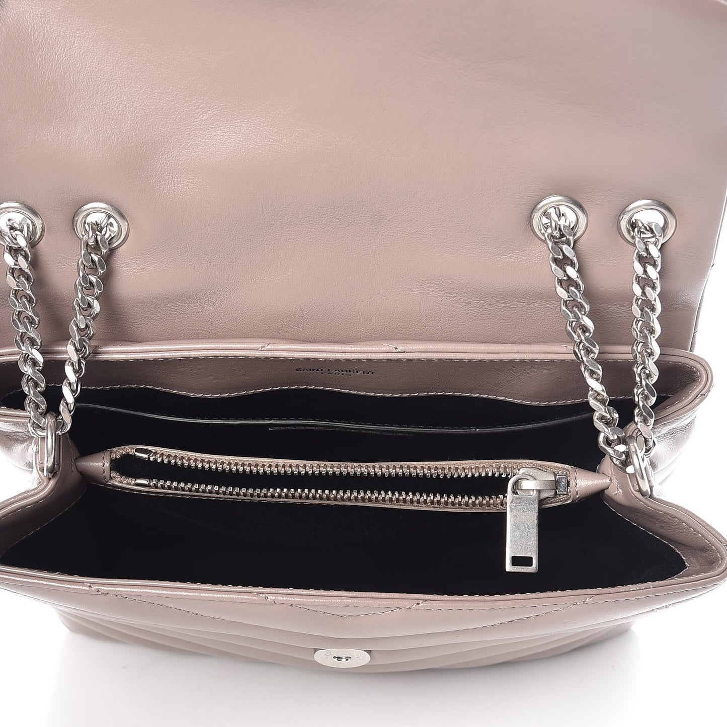 Calfskin Y Quilted Monogram Small Loulou Chain Satchel Mink